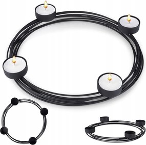 Gyertyatartó Fém Fekete Állvány Kerek Gyertya Tealight Dekoratív Asztal
