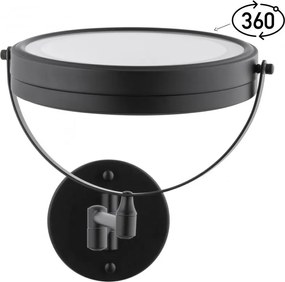 Erga Eda, LED megvilágítású sminktükör ø20 cm, fekete matt, ERG-YKA-CH.EDA-BLK