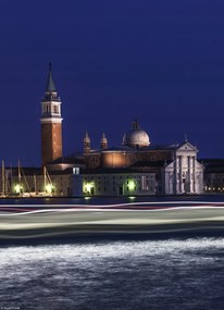 Poszter 20,5x28,4cm Éjszakai felvétel San Giorgio Maggiore-ról a Grand Canal csatornáról,