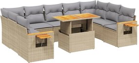 vidaXL 10 részes bézs polyrattan kerti ülőgarnitúra párnával