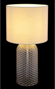 Globo 21735G Asztali lámpa, üveg szürke, textil szürke, kábel PVC fehér, billenőkapcsoló a kábelen, ø: 265mm, M: 500mm, kábel hossza 1300mm, 1x E27 60W 230V izzó nélkül