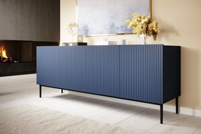 Nicole 200 cm komód - sötétkék MDF / fekete lábak