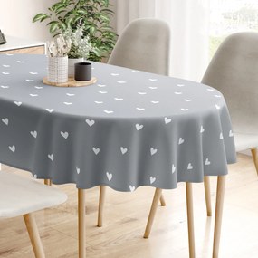 Goldea ovális pamut terítő - szívecskék, szürke alapon 120 x 160 cm