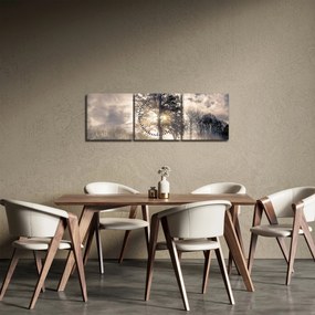 Fa a ködben képe (órával) (90x30 cm)