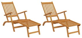 vidaXL 2 db tömör akácfa kültéri nyugágy lábtartóval