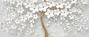 Fehér fa virágokkal képe (120x50 cm)