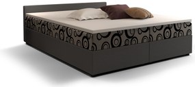 Franciaágy  Boxspring 140 cm Ceren (minta + sötétszürke) (matraccal és tárolóhellyel). 1046413