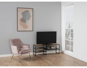 Fekete-natúr színű TV-állvány tölgyfa dekorral 120x46 cm Seaford – Actona