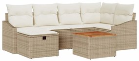 vidaXL Kerti Kanapé Szett párnával tárolóval 7 pcs Bézs Poli rattan