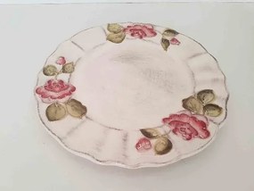 Domború mintás lapostányér,virágos bordó,kézzel festett-dia28,5x1,8cm