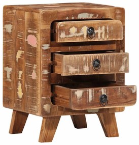 Tömör újrahasznosított fa éjjeliszekrény 37x32x50 cm