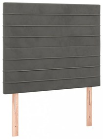 sötétszürke bársony LED-es fejtámla 80x5x118/128 cm