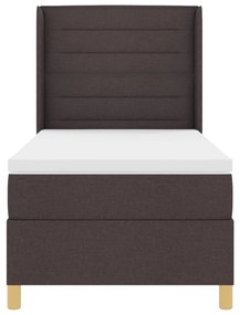 Boxspring Ágy Matrac és LED Sötétbarna 80x200 cm Szövet