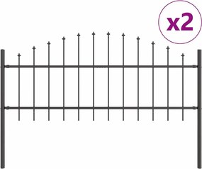 vidaXL Kerti Kerítés 2 pcs Szürke 170 x 140 cm Porszórt acél