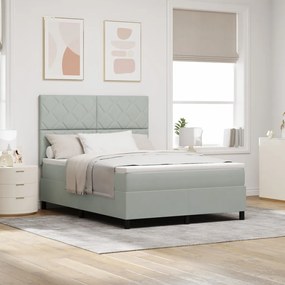 Boxspring Ágy Matrac Fény Szürke 160x200 cm Bársony
