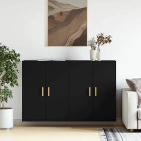 2 db fekete szerelt fa falra szerelhető szekrény
