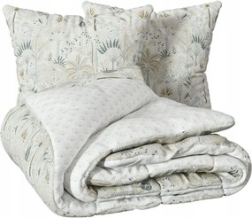 Sonie ágyneműhuzat garnitúra 240x220cm fehér virágok 63x63 cm pamut gombok