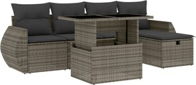 vidaXL 6 részes szürke polyrattan kerti ülőgarnitúra párnákkal