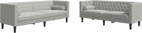 vidaXL Nappali Kanapé 2 pcs Világosszürke 194 x 74,5 x 70,5 cm Bársony