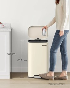 Konyhai szemetes, 30 literes, pedálos, fedeles, homokbézs