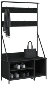 fekete ruhafogas cipőpolccal 100x41x184 cm