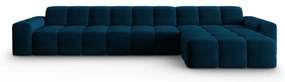 Sötétkék bársony sarokkanapé (jobb oldali) Kendal – Micadoni Home