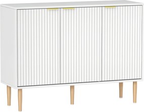 HOMCOM Barna Ajtós 3-Ajtós Középkonzol Állvány Állítható Polcokkal Hálószobába és Nappaliba 107x35x80 cm Fehér | Aosom