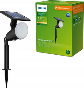 Kerti Lámpa Napelemes Beszúrható Led Reflektor 1.4W 150lm Fekete Philips