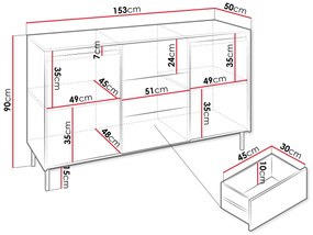 Komód Somkera 2D3SZ (fekete) . 1103679