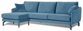 Magic kék bársony sarokkanapé, bal oldali - Scandic