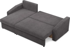 Zeus sarokkanapé, 2 ágyneműtartóval, döntött kartámasz, kordbársony, univerzális oldal, bonell töltet, szürke