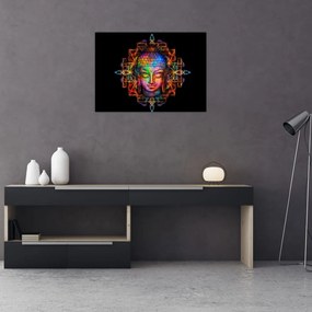 Kép - Buddha mellszobra neon színekben (70x50 cm)