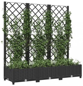 fekete polipropilén rácsos kerti ültetőláda 120 x 40 x 121,5 cm
