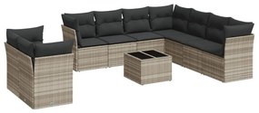 vidaXL 10 részes világosszürke polyrattan kerti ülőgarnitúra párnákkal