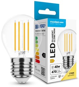 LED lámpa , égő , izzószálas hatás , filament  , E27 foglalat , G45 , 4 Watt  , meleg fehér , Modee