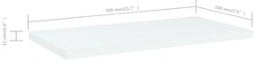 4 db fehér szerelt fa könyvespolc 40 x 20 x 1,5 cm
