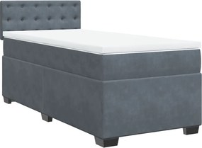 vidaXL sötétszürke bársony rugós ágy matraccal 90x190 cm