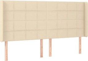 vidaXL krémszínű szövet fejtámla szárnyakkal 203x16x118/128 cm