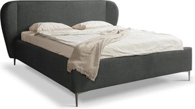 Sötétszürke kárpitozott franciaágy ágyráccsal 160x200 cm Makana – Makamii