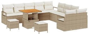 vidaXL Kerti Kanapé Szett párnával tárolóval 13 pcs Beige és krém