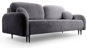 Ággyá nyitható, kárpitozott háromszemélyes CLOUDY kanapé, szürke