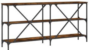 füstös tölgy színű szerelt fa és vas tálalóasztal 160x30x75 cm
