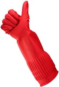 Gumikesztyű, háztartási, latex, extra hosszú, 38 cm, M méret, BONUS, piros (KHT1314)