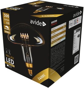 Avide LED Jumbo Filament Millau 200x210mm Amber 6W E27 2400K Fényerőszabályzós