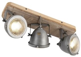 Ipari reflektor fém és fa kombinációban, dönthető, 3-lámpás - Emado