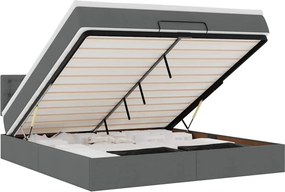 vidaXL sötétszürke szövet ottomán ágy matraccal & LED-ek 180x200cm