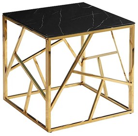 KAPPA B II dohányzóasztal, 55x55x55, fekete márvány/arany
