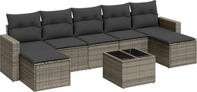 vidaXL 8 részes szürke polyrattan kerti ülőgarnitúra párnákkal