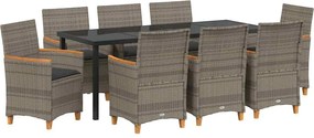 vidaXL Kert étkező szett 9 pcs Szürke polirattan