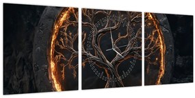 Kép – Életfa lávában I. (órával) (90x30 cm)